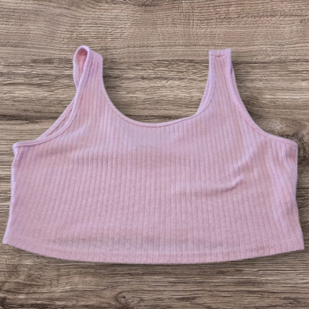 WOMAN'S SHEIN PINK RIBBED CROP TOP TANK